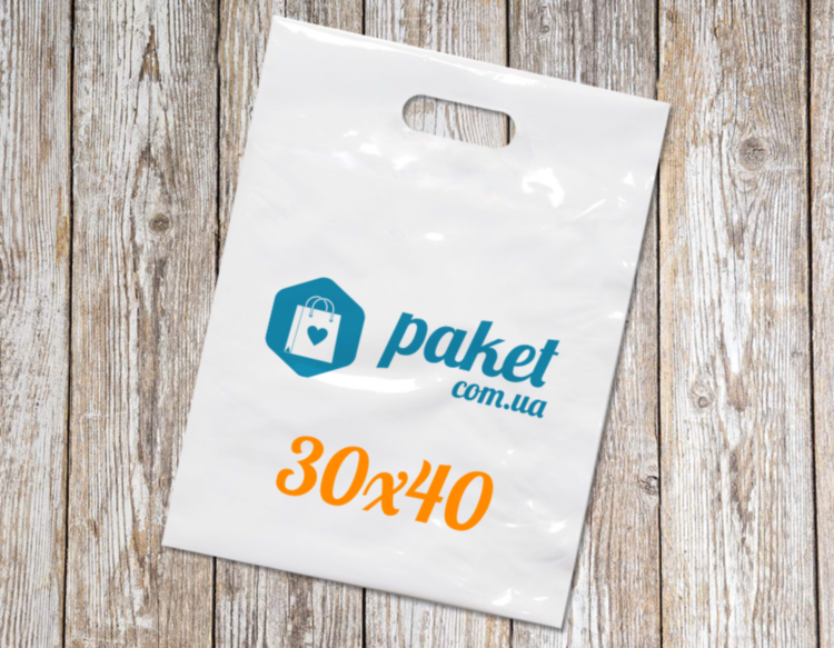 Пакеты 30х40 типа "банан" белого цвета