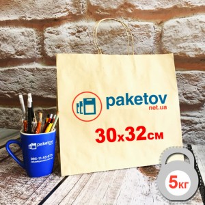 Крафт пакет 300х320х160мм с витыми ручками