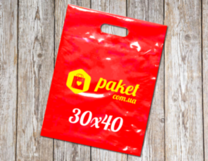 Пакеты 30х40 типа "банан" красного цвета